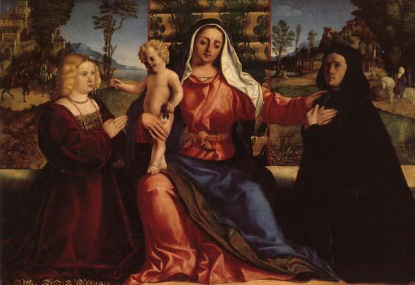 Palma Vecchio Madonna and Child with Commissioners oil painting picture